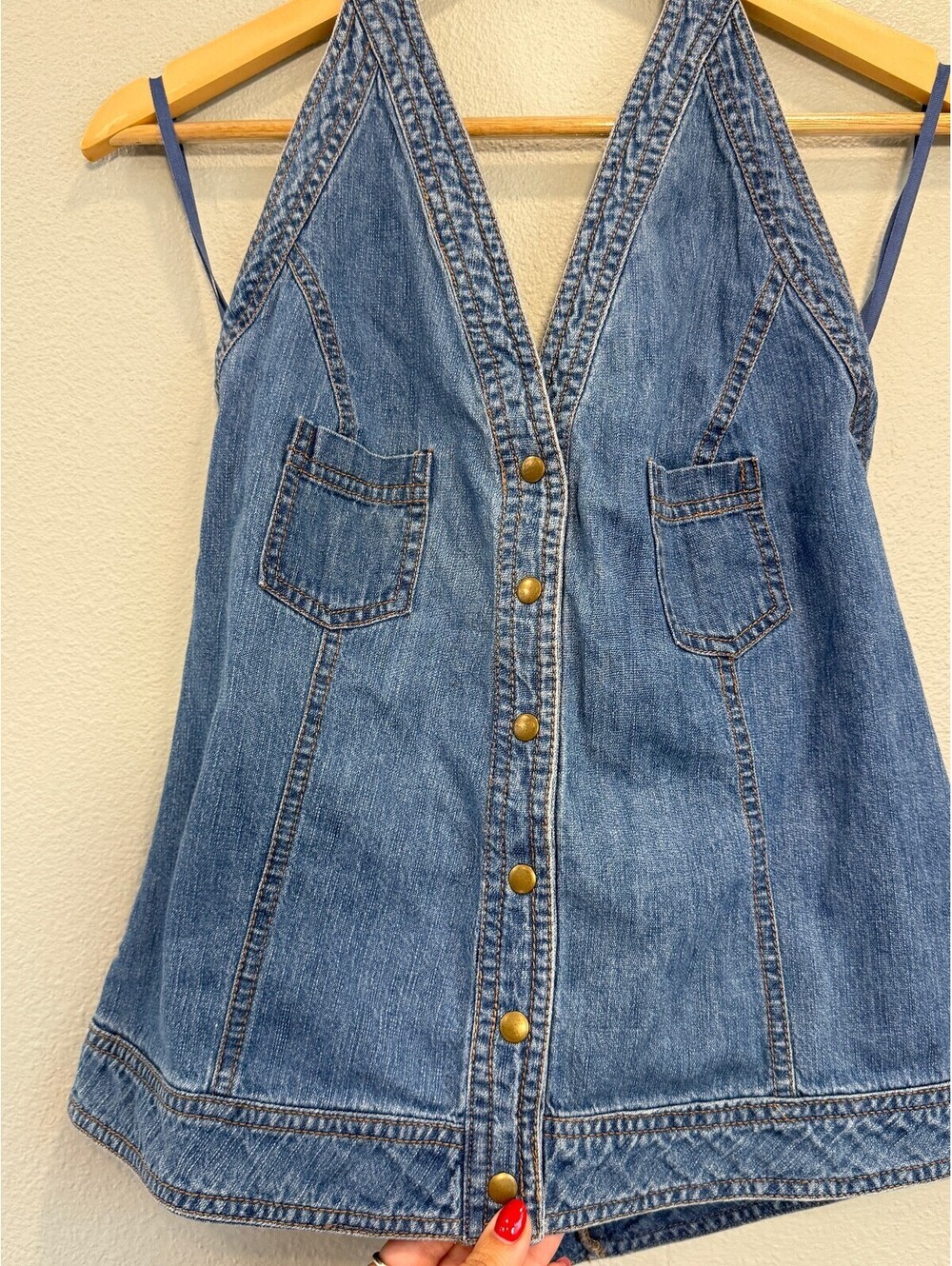 Vintage Faded Glory Denim Halter Top - Women's Large - Picture 4 of 8